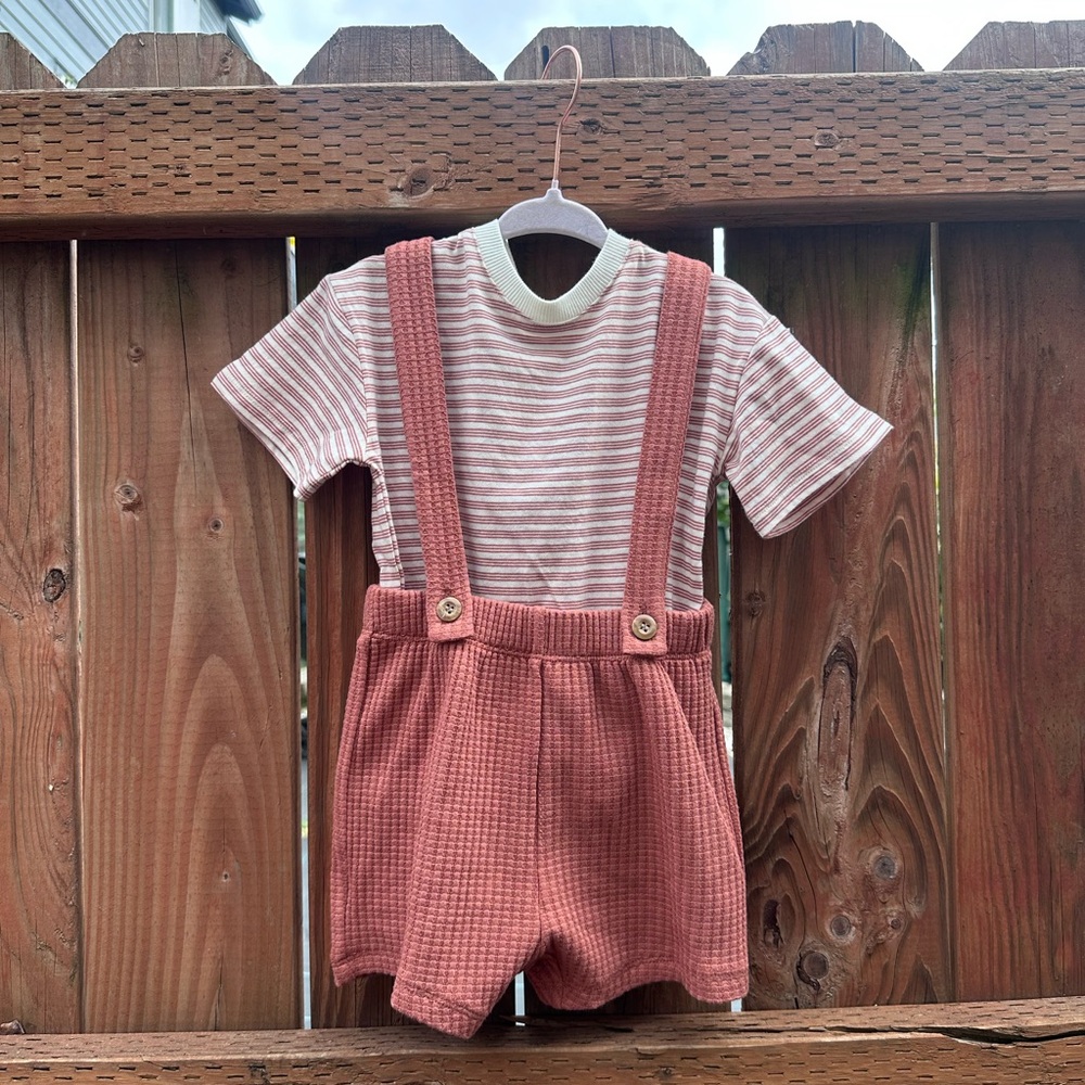 H&M waffle knit shortall set